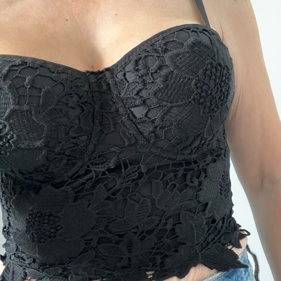 Black bustier ~ corset style | hook & eye back - Picture 7 of 8